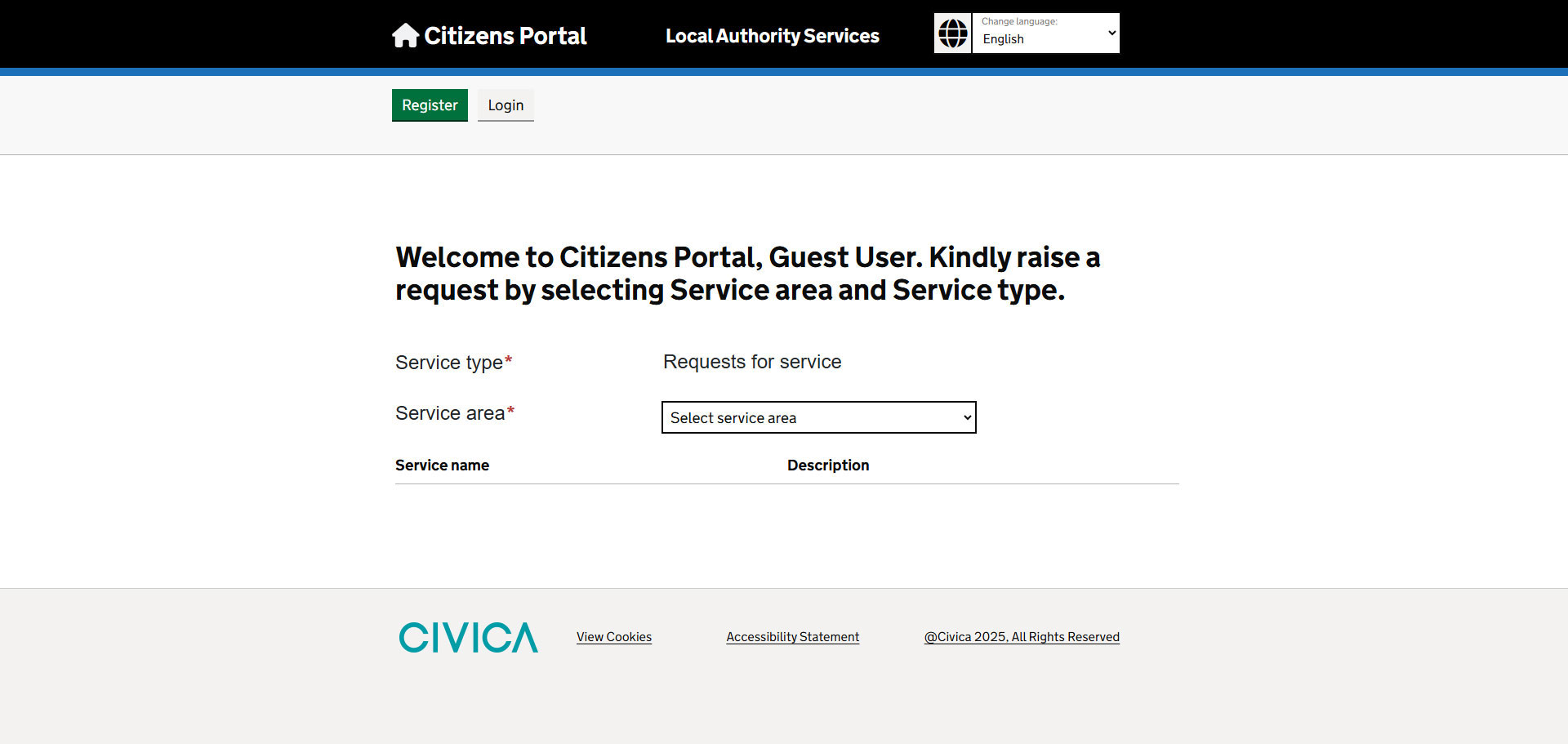 Citizen Portal Guest User