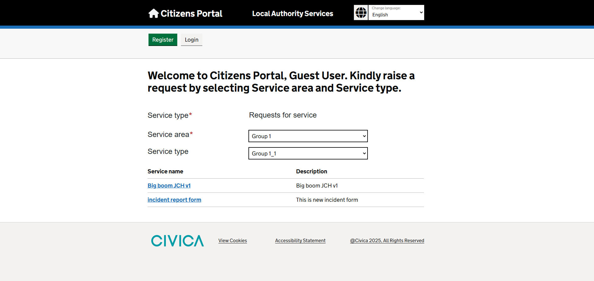 Citizen Portal Guest User