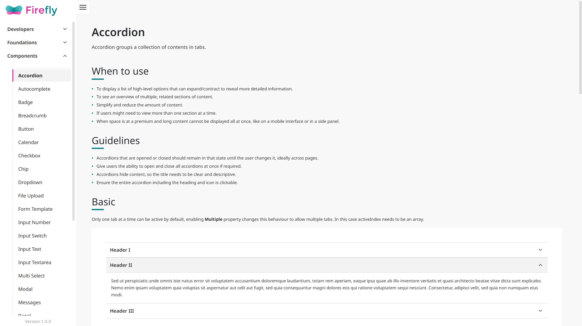 Firefly Accordion Component